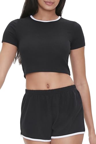 Ensemble t-shirt court et short à bordure contrastée idéal pour le homewear