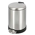 GLAD Small Trash Can, 1.2 Gallon | Round Stainless Steel Garbage Bin with Soft Close Lid & Step Foot Pedal | Metal Waste Basket with Removable Inner Bucket, Stainless