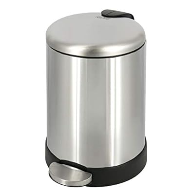 GLAD Small Trash Can, 1.2 Gallon | Round Stainless Steel Garbage Bin with Soft Close Lid & Step Foot Pedal | Metal Waste Basket with Removable Inner Bucket, Stainless