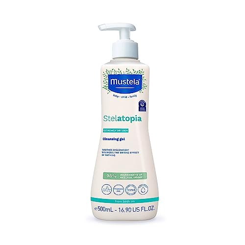 Mustela Stelatopia Gel Lavante 500 ml - Sabonete Líquido Sem Fragrância para Peles Secas e Extremamente Ressecadas - Lava Sem Ressecar a Pele - Seguro para Bebês, Crianças e Adultos - Stelatopia