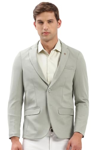 Image of SHOWOFFFF Men Solid Single Breasted Casual Blazer | Notched Lapel Full Sleeves Cotton Blazer for Mens | Slim Fit Regular Length Blazer for Men's