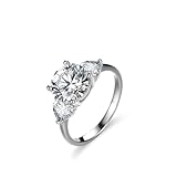 Tolldek Alianzas Au 375/585/750 de oro blanco, 4 garras de corazón, anillos de amistad con moissanita, joyas auténticas, oro blanco, 9 K/14 K/18 K, talla 47 – 65, Oro blanco 585 de 14 quilates