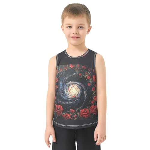 Rose Galaxy Floral Dark Boys Tank Tops Toddler Boys' Assorted Sleeveless Tank Tops for Summer,3T2