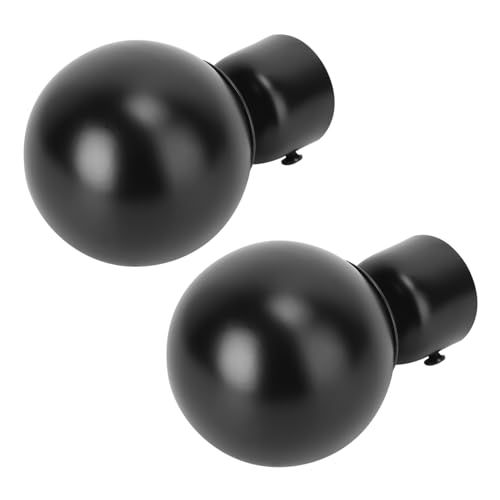 HAMPPLIES Tapa Decorativa para Barra De Cortina 2 Piezas Negro Acero Diseño Bola Redonda Accesorio para Hogar Dormitorio Apartamento
