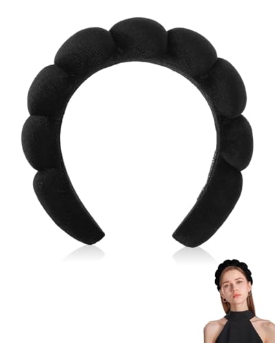 KGDUYC Diadema de Spa para Mujer Banda para el Cabello Banda para el Cabello de Maquillaje Negro Esponja Suave Diadema para el Cuidado de la piel Accesorios para el Cabello para Lavar el Maquillaje