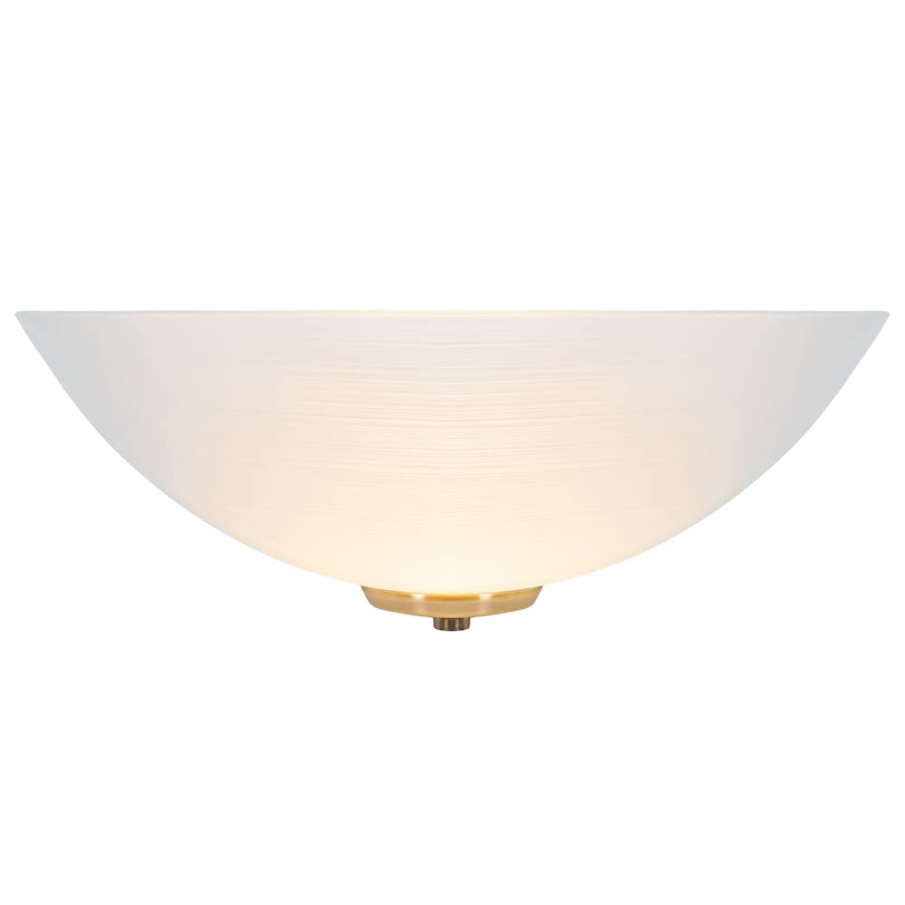Happy Homewares Traditional Antique Brass Trim Flush Wall Lamp Uplighter with Opal Swirl Glass Diffuser | 1 x 60w E27 | 30cm Width