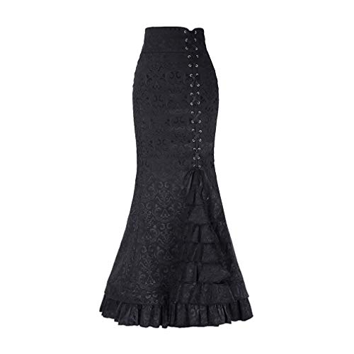 Mxssi Vintage Gothic Steampunk Victorian Skirt Women Ladies Ruffled Skirt Retro Slim Fit Casual Pencil Ruffled Skirts Clubwear for Party Club S M L XL XXL Black steampunk buy now online Mxssi Vintage Gothic Steampunk Victorian Skirt Women Ladies Ruffled Skirt Retro Slim Fit Casual Pencil Ruffled Skirts Clubwear for Party Club S M L XL XXL Black steampunk buy now online