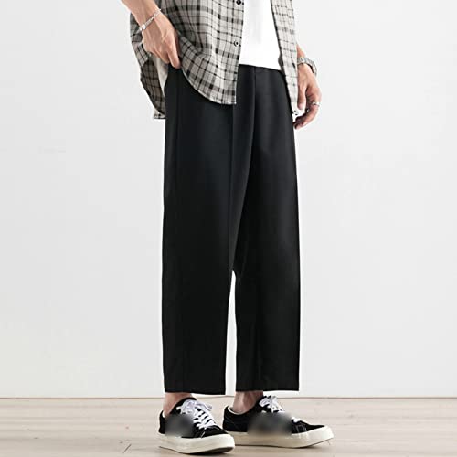 Men's Summer Thin Straight Cropped Pants Classic-Fit Wrinkle-Resistant Pleated Pant Skinny Stretch Dress Pant3