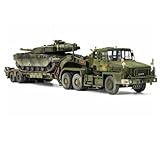 FMOCHANGMDP Tank 3D Puzzles Plastic Model Kits, 1/35 Scale Scamel I Commander with 62 tonne Crane Fruehauf semi-trailer Model,22.7 x 4.2Inchs - Image 1