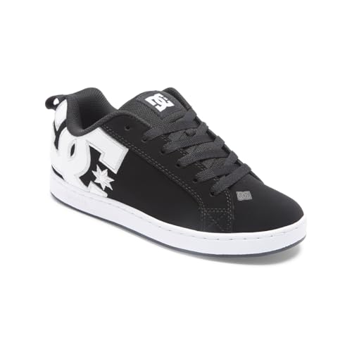 DC Women's Court Graffik Casual Skate Shoe,Black/White Stencil,7