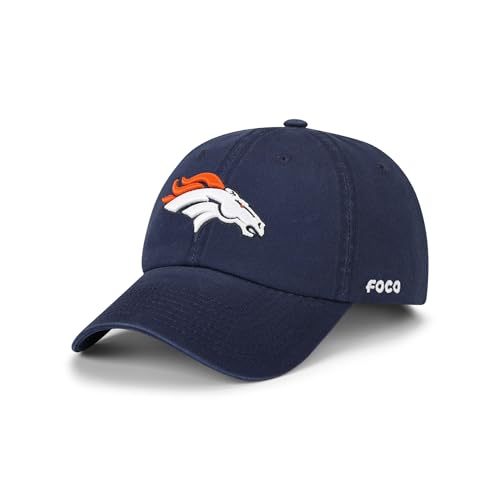 FOCO Men's Denver Broncos-Navy Cap NFL Logo Casual Hat, Team Color