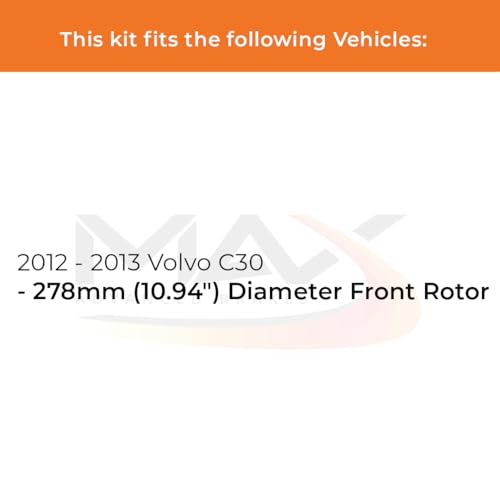 Image of Max Advanced Brakes Front & Rear Brake Kit Compatible With 2012 2013 Volvo C30 w /10.94 inch Front Rotor Replacement Premium OE Disc Brake Rotors and Ceramic Brake Pads