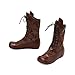 Women's Vintage Victorian Mid Calf Boots Lace Up Patterned Panels Hidden Wedge Heels Round Toe Cosplay Fashion,Brown,5.5