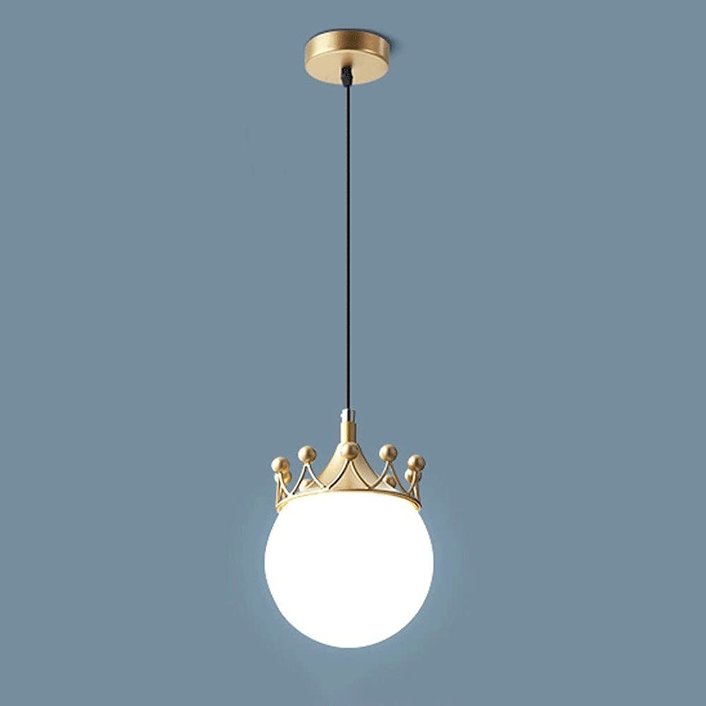Lámpara colgante corona de metal simple y bola de vidrio con casquillo E27