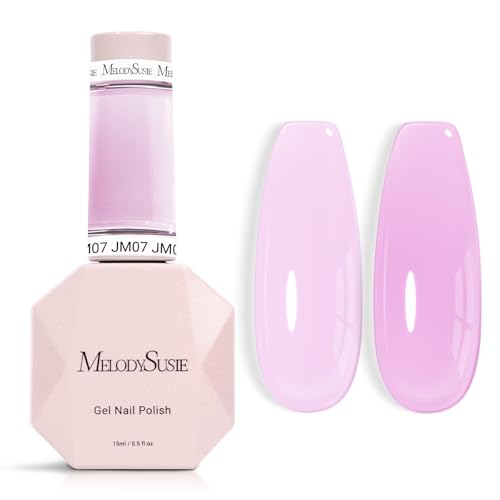 Image of MelodySusie Jeweliver Gel Nail Polish, 0.5Fl Oz Pink Puprle Jelly Gel Polish Sheer Translucent Nude Soak Off UV LED Light Cure Spring Summer Colors Manicure Nail Art DIY at Home JM07