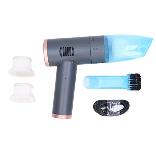 Aspiradora de coche de carga inalámbrica, colector de polvo de coche recargable aspirador integrado para cabello, sofá, computadora, coche, casa de mascotas (azul negro)