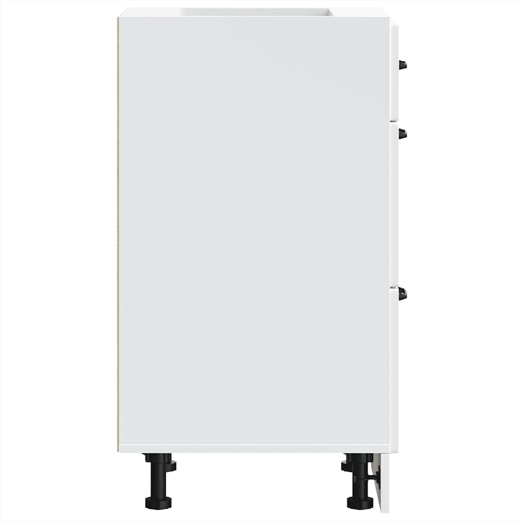 vidaXL Armoire de Cuisine Kalmar Blanc Bois d'ingénierie, Meuble d'évier, Meuble de Cuisine avec tiroir, Meuble de Cuisine à tiroir