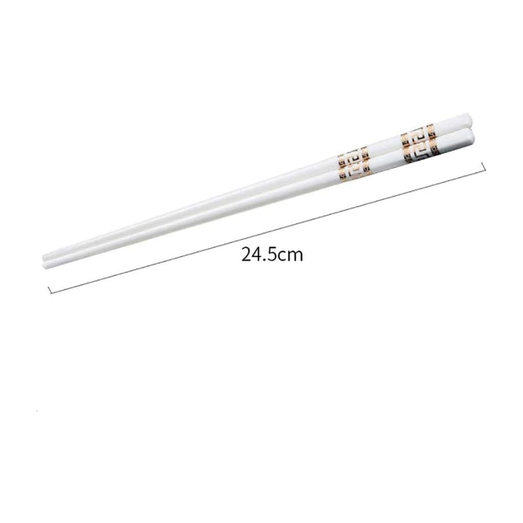 Baguettes lavables au Lave-Vaisselle, Lot de 10 Paires de Baguettes réutilisables en céramique, Coffret Cadeau de Baguettes en Porcelaine Blanche(9)