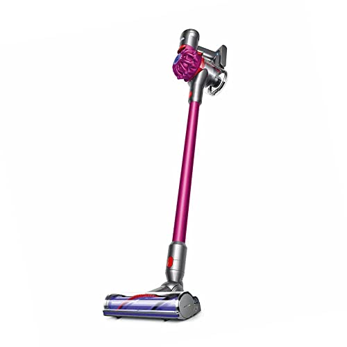 Flagship Dyson V7 Motorhead Cordless Stick Vacuum Cleaner: HEPA Filter, Bagless Ergonomic, Height Adjustable, No-Touch Dirt Emptying, Carpet Cleaning, Powerful Suction (Magenta) + Sponge Cloth