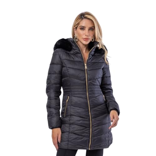 Jaqueta Alongada Parka Peluciada Acinturada Forrada Frio