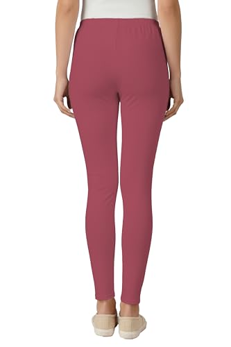 Image of Women's Cotton Lycra Ankle Length Leggings | Regular Rise, Soft 4 Way Stretch Fabric | Casual & Ethnic Wear