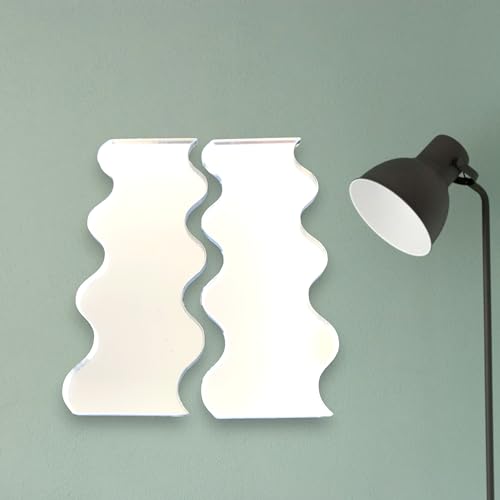 Wavey Mirrors 35cm x 14cm - Two Mirrors (together 35cm x 28cm), Silver