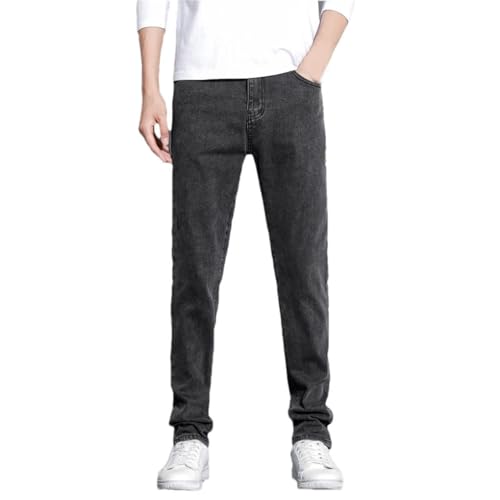 Men's Denim Pants Vintage Slim Fit Thin Elastic Casual Straight Long Pants