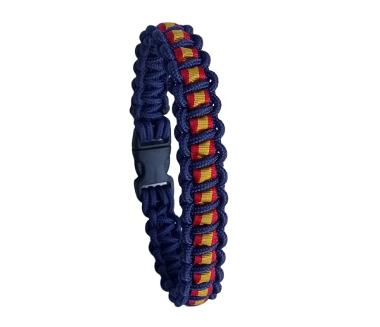 Pulsera de ESPAÑA de micro paracord 275 tipo I (Microcord), hecha a mano y a medida mod. MINI, color AZUL MARINO