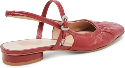 Dolce Vita Rianne Red Crinkle Patent Slingback Squared Toe Fashion Ballet Flats4