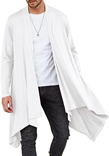 COOFANDY Lightweight Summer Cardigan Long Cardigan Ruffle Shawl Collar Open Front Drape Cape Overcoat with Pockets