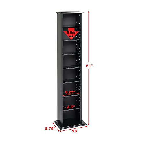 Image of Prepac Narrow Cabinet Media, Slim Multimedia Storage Tower, Black