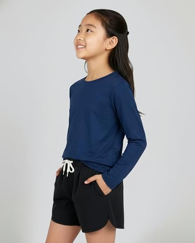 Image of Real Essentials 4 Pack: Girls' Dry-Fit Long Sleeve Crew Neck T-Shirt - Athletic Activewear Soccer Top for Teens Kids Youth