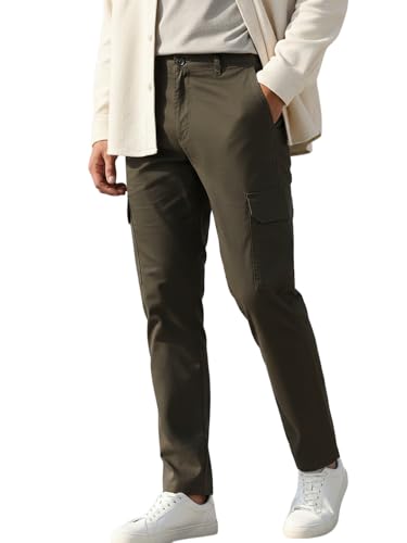 Image of Urbano Fashion Men's Khaki Regular Fit Solid Cargo Chino Pant with 6 Pockets