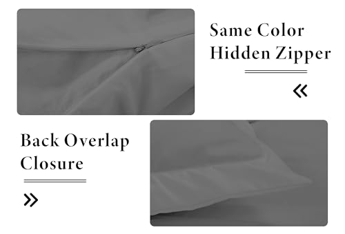 Image of ROYALE LINENS Grey Duvet Cover King Size - 3 Piece Bedding Comforter Covers - Zipper Closure - 1 King Duvet Cover 104x90 inches and 2 Pillow Shams - No Comforter Included