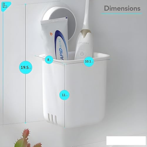 Image of STEFFAN Toothbrush Holders for Bathroom - Durable and Sturdy Brush Holder, Multipurpose Brush Holder for Bathroom Wall - Perfect for Home Use (White Pack of 1)