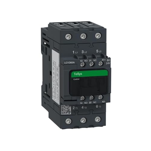 Contacteur tripolaire LC1D65ABD commande 24V CC 65A robuste haute longévité