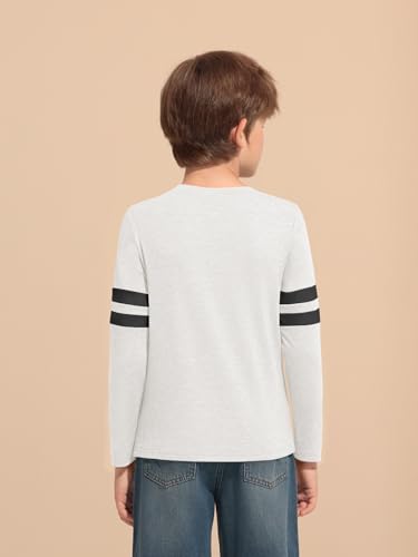 Image of Haloumoning Boys Long Sleeve Shirts Kids Crewneck T Shirts Casual Striped Tops Tees 5-14 Years