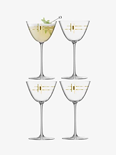 LSA Century Martini Glass 195ml Gold | Set of 4 | Mouthblown & Handmade Glass | CT13