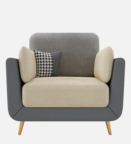 Image of Modern Sofa, 1 Seater with Decorative Cushions, Chesterfield Arm Three Seater for Living Room Guest Room Hotels & Office (1 Grey and Beige)