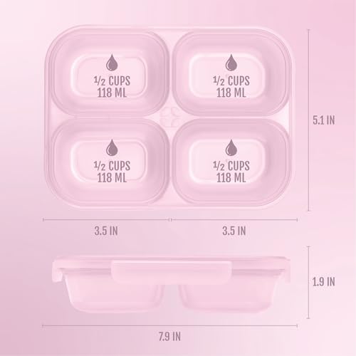 Image of Ello Snap & Nest 10-Piece 2 Cup Plastic Divided Snack Pack Set, Reusable Food Containers for Healthy Eating, Freezer, Dishwasher Safe, Berry Fields