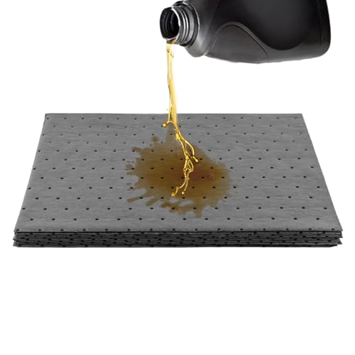 Ranjaner Oil Absorbent Pads, 9.84' x 12.99' Oil Spill Mat Automotive Water Absorbent Mat, Universal Oil Absorbing Sheets Liquid Pads for Protecting Home Garage Basement (Size:10 Pcs)
