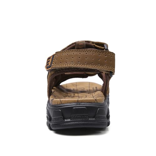 Summer Men's Sport Sandals Open Toe Leather Fisherman Outdoor Hiking Sandals Leather (Brown,10)4