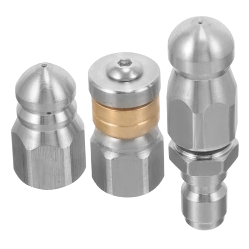 Mikikit 3Piezas Boquilla De Alcantarillado De Inoxidable Para Limpieza De Tuberías De Boquilla Resistente Para Desatascar Alcantarillas y Máquinas