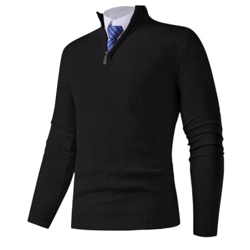 Mens Casual Slim Fit Pullover Sweaters Knitted Long Sleeve Zip Mock Neck Polo Sweaters Lightweight Fall Basic Tops2