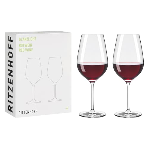 RITZENHOFF 8011001 Rotweinglas 600 ml - Serie Glanzlicht - 2 Stück im Geschenk-Set - elegant-modern - Made in Germany