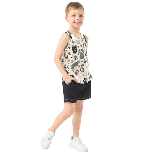 susiyo Deer Bear Paw Prints Boys Sleeveless Tank Top Girls Athletic T Shirt4