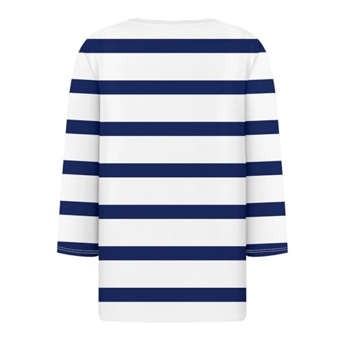 Summer Tops for Women Plus Size V Neck 3/4 Length Sleeve T Shirts Fashion Striped Basic Tee Tops for Women Going Out - Image 5