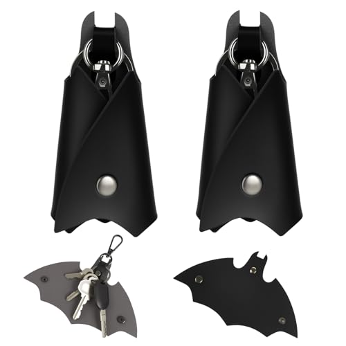 Porte-clés de voiture en cuir chauve-souris tendance homme femme x2