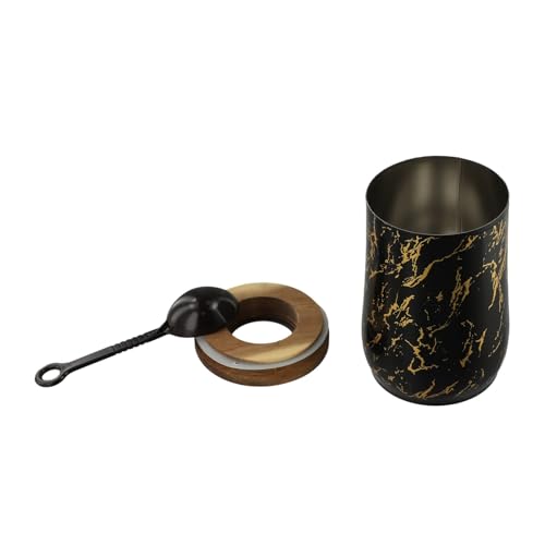 Envase para café de acero inoxidable con tapa de madera y vidrio miniatura 2