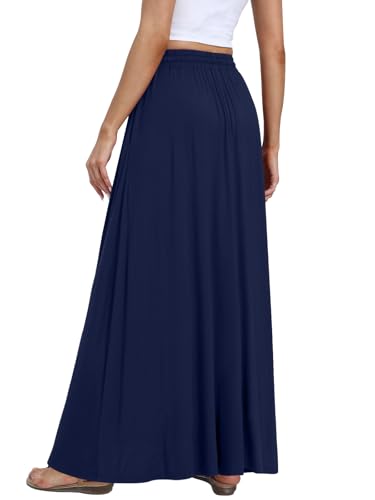 DB MOON Womens Maxi Skirt 2024 Casual Flowy Elastic High Waist Long Skirts with Pockets - Image 3